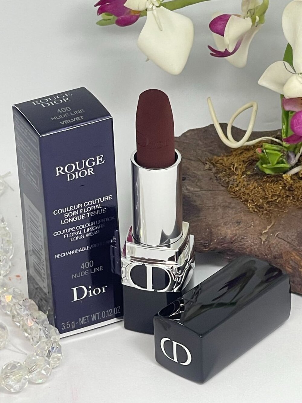 Dior Rouge Dior Couture Colour Refillable Lipstick - 400 Nude Line (Velvet) -NIB